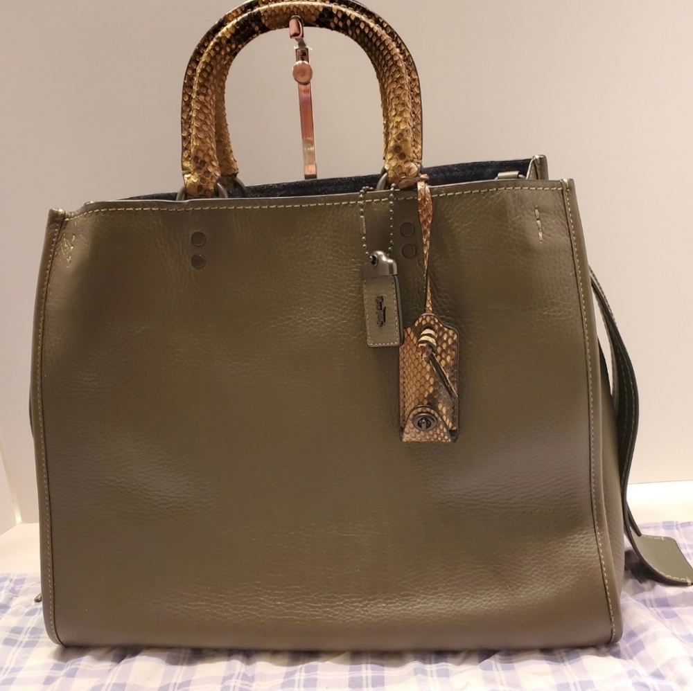 COACH 1941 ROGUE 36 OLIVE GREEN WITH PYTHON HANDLS